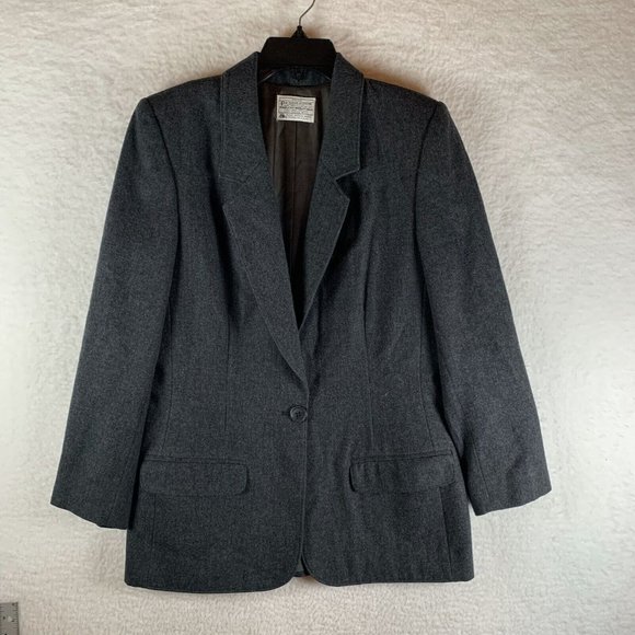 Miss Pendleton Blazer Jacket Womens 8 Gray Wool Single Breasted Notch Lapel 8164 - Picture 1 of 7